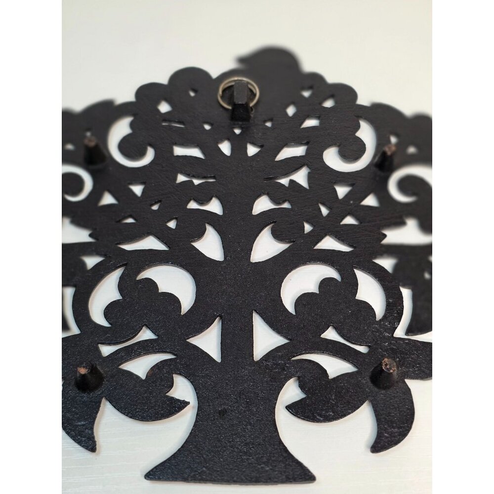 Vintage Cast Iron Copper Finish Trivet Tree of Life w/ Bird Wall Decor - Picture 4 of 6